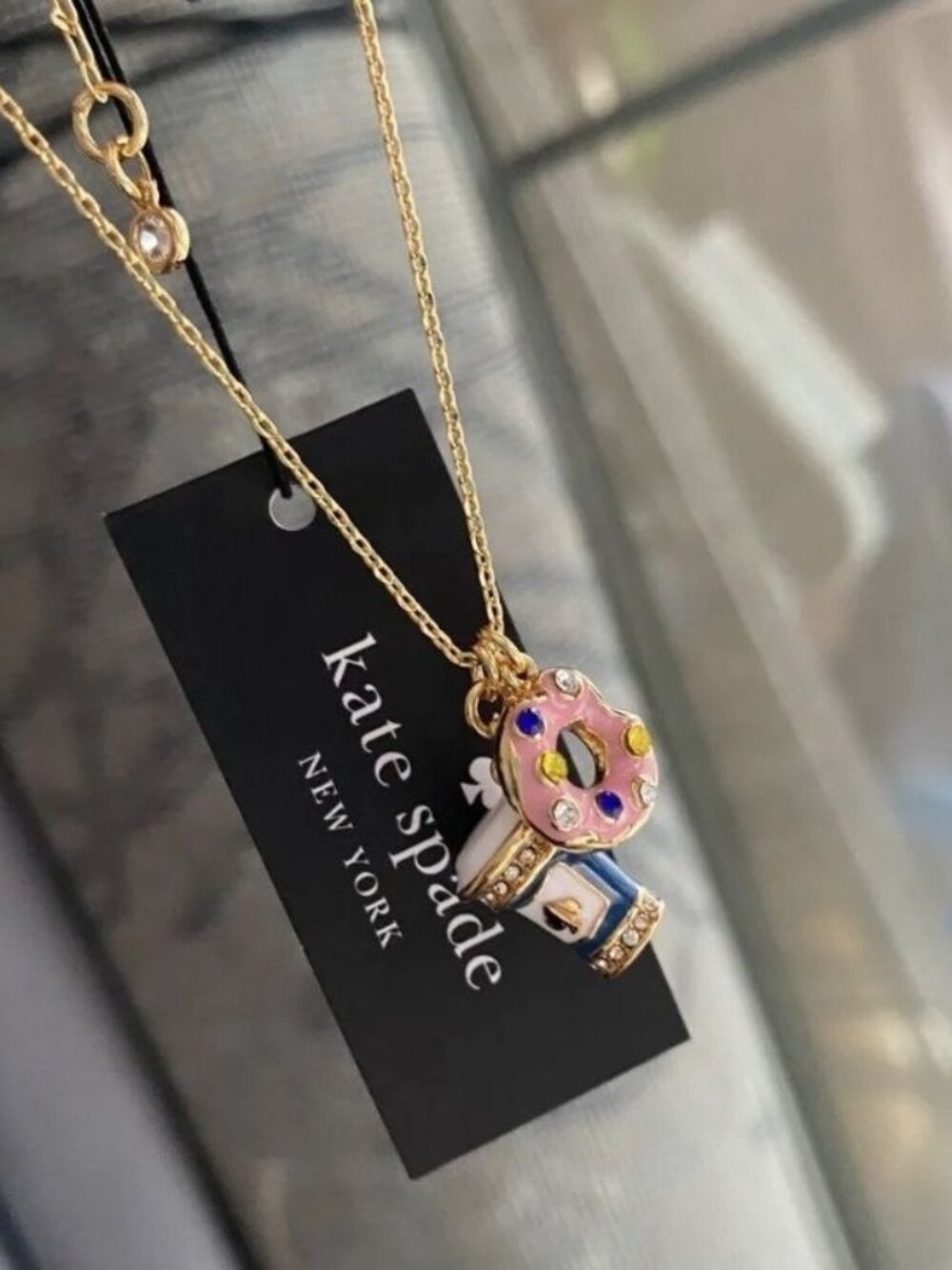 Kate Spade Women's Necklace Coffee Donut Necklace High Quality